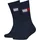 Tommy Hilfiger Socken TOMMY HILFIGER "TH KIDS SOCK FLAG", Mädchen, Gr. 39-42, blau (navy), Baumwollmischung, normal, Socken Socken, halbe Frotteesohle für zusätzlichen Komfort