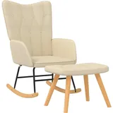 Maison Exclusive - Schaukelsessel Mit Hocker Creme Stoff