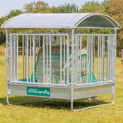 VOSS.farming Pferde-Heuraufe mit Dach und Fressgitter + GRATIS Futtersparnetz + Rahmen