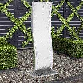 vidaXL Gartenbrunnen mit Pumpe Edelstahl 130 cm Geschwungen