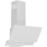 Wiggo A642 Dunstabzugshaube 60cm kopffrei I Abluft Umluft Dunstabzug 626m3/h - Touch-Display 4 Stufen I Energieeffizienzklasse A Schräghaube inkl. 2x Kohlefilter I Abzugshaube Glasfront weiß