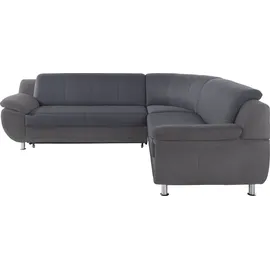 TRENDMANUFAKTUR Ecksofa "Rondo 3, zeitlos und modern, im Materialmix, L-Form", grau (grau, dunkelgrau), B:267cm H:85cm T:247cm, Luxus-Microfaser ALCAZAR;Struktur fein;Kunstleder SOFTLUX / Struktur (77% Polyester; 23% Polyacryl), Sofas, Ecksofa, wahlweise Federkern für 