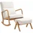 Homcom Schaukelstuhl mit Hocker Polyester 65 x 94,5 x 96 cm Cremeweiß