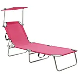 vidaXL Klappliege mit Sonnenschutz 187 x 57,5 x 27 cm rosa