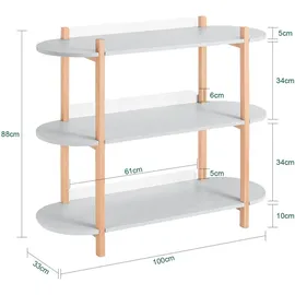 SoBuy Bücherregal 100 x 88 x 33 cm Grau