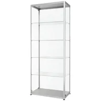 Showdown Displays Vitrine 80 cm breit eintürig silber, 80x200x40