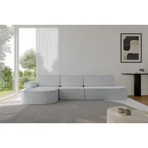 altdecor Eckcouch Cord 5-Sitzer Grau