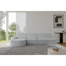 altdecor Eckcouch Cord 5-Sitzer Grau