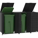 vidaXL Mülltonnenbox für 3 Tonnen Schwarz 207x79x117 cm Stahl
