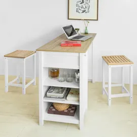 SoBuy Bartisch 120 x 90 x 55 cm Weiß/Natur