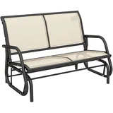 Outsunny - 2-sitzer Schaukelstuhl Gartenbank Mit Schaukelmechanismus Gartenschaukel Sitzbank Aus Metall Parkbank Bis 200 Kg Belastbar Gartenmöbel Für Garten, Terrasse, 120 X 70 X 85 Cm Schwarz+beige