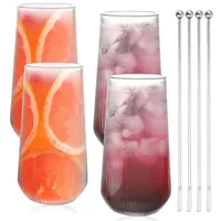 Latte Macchiato Gläser, 4 x 500ml Cappuccino Kaffeegläser Espressotassen Set Gläser mit 4 Rührstäbchen, Cappuccino Tassen Kaffeeglas Teegläser Kaffeetassen Eiskaffee Glas Kaffeebecher für Getränke