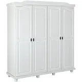 möbelando Kleiderschrank Isny aus Massivholz in weiß mit 4 Türen und 2 Einlegeböden. Abmessungen (BxHxT) 197x198x60 cm