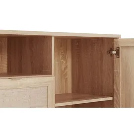 Finori Kommode Bali 101,5 x 87 x 40 cm Sonoma Eiche / Rafia Geflecht
