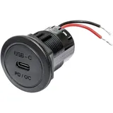 ProCar Power USB-C Einbausteckdose PD/QC 60 Watt ohne LED 12 V, 24 V