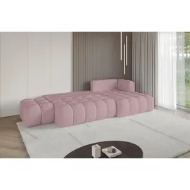 altdecor Ecksofa Cord mit Schlaffunktion 3-Sitzer Rosa