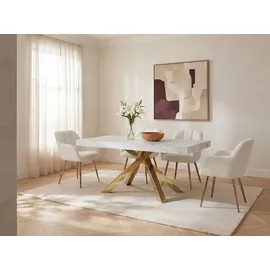 vente-unique CATONAV ausziehbar 6 bis 10 Personen 76 x 75 x 90 cm weiß