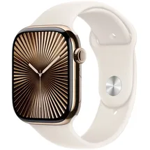 Apple Watch Series 10 GPS + Cellular 46 mm Titangehäuse gold Sportarmband polarstern M/L