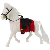 LeanToys Weißes Pferd Sattelfarm Figur 30 cm