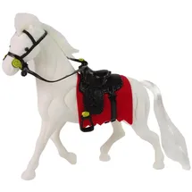 LeanToys Weißes Pferd Sattelfarm Figur 30 cm