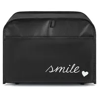 kwmobile Abdeckhaube für 2-Scheiben Toaster 19 x 20,3 x 28 cm Weiß Schwarz Smile Herz