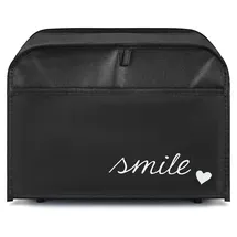 kwmobile Abdeckhaube für 2-Scheiben Toaster 19 x 20,3 x 28 cm Weiß Schwarz Smile Herz