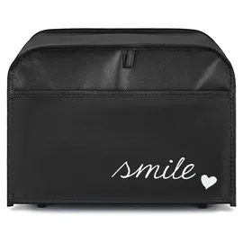 kwmobile Abdeckhaube für 2-Scheiben Toaster 19 x 20,3 x 28 cm Weiß Schwarz Smile Herz
