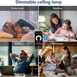 JDONG Smart LED Deckenleuchte Dimmbar 54W Flach Rund WIFI Deckenlampe Kompatibel mit Alexa und Google Assistant für Schlafzimmer Wohnzimmer Küche Flur ... - Weiß