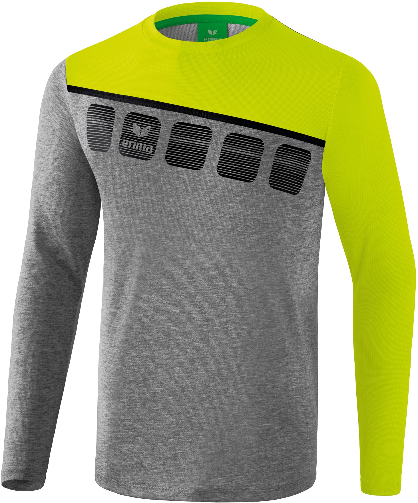 Erima Herren 5-C Longsleeve Herren - grau/neongrün - XXL