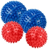 Newgen Medicals Igelbälle: 2x 2 Massagebälle mit Noppen für Reflexzonenmassage, Ø9 & 7,5cm (Noppenball, Massageball Igel, Fußmassagegerät)