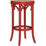 2er-Set LOUIS | Bugholz Barhocker | Rattan Geflecht | Rot