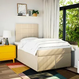 vidaXL Boxspringbett mit Matratze Creme 120x200 cm Stoff - Creme