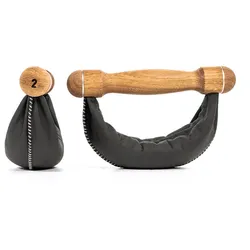 NOHrD Swing Hanteln 1 kg Eiche 2er Set - Hanteln aus Vollholz und Leder