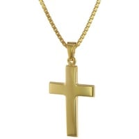 trendor 75221 Kreuz-Anhänger 24 mm Gold 333 (8 Kt.) mit plattierter Halskette, 45 cm