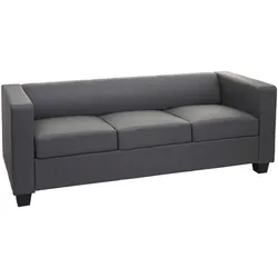 3er Sofa Lille ~ Kunstleder, dunkelgrau