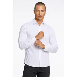 Businesshemd LINDBERGH, Herren, Gr. S, N-Gr, weiß, Stoff, Obermaterial: 76% Baumwolle, 21% Nylon, 3% Elasthan, slim fit normal, Langarm Ärmel mit Ärmelschlitz 2-Knopf-Manschette, Hemden, mit Stretchanteil