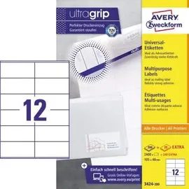 Avery Zweckform Universaletiketten 3424-200 Weiß 105,0 x 48,0 mm 220 Blatt