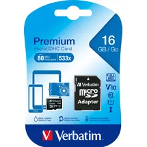 Verbatim microSDHC 16GB Class 10 + SD-Adapter