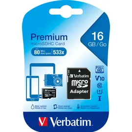Verbatim microSDHC 16GB Class 10 + SD-Adapter