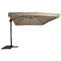Casa Padrino Luxus Ampelschirm mit Ständer Anthrazit / Taupe 300 x 300 cm - Garten Sonnenschirm - Terrassen Sonnenschirm - Balkon Sonnenschirm - Garten Terrassen Balkon Accessoires