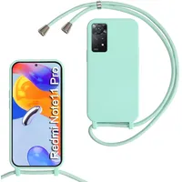 Beajew Silikon Handyhülle für Xiaomi Redmi Note 11 Pro 5G/Note 12 Pro 4G Hülle mit Band, Silikon Necklace Handyhülle mit Abnehmbar Kordel zum Umhängen Stossfest Bumper Handy Schutzhülle, Mintgrün