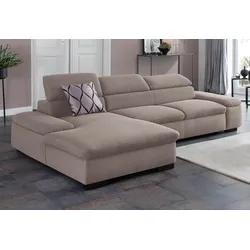 Ecksofa HOME AFFAIRE "Alberto L-Form", grau, B:286cm H:73cm T:174cm, 100% Polyester;Luxus-Microfaser ALTARA NUBUCK (100% Polyester);Luxus-Microfaser weich (90% Polyester, 10% Polyamid);Microfaser Antiklederoptik, Sofas, mit Kopfteilverstellung, wahlweise mit Bettfunktion