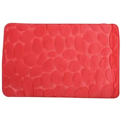 MSV Badteppich Badvorleger Duschvorleger Kieselstein Badematte waschbar, schnelltrocknend, rutschfest 50x80 cm – Rot