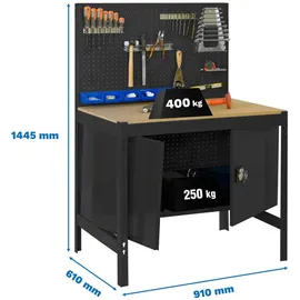 Proregal Werkbank Metall 90x84x61 cm Anthrazit