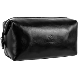 Time Resistance Kulturbeutel Leder Herren - Kosmetikbeutel - Gladstone-Öffnung - Waschtasche für Männer - 100% Echtleder - Hochwertige Kosmetiktasche Mann