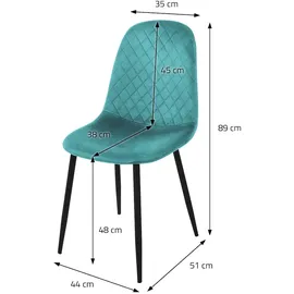 ML-Design 4er Set Petrol, Küchenstuhl mit Samtbezug