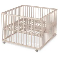 Sämann Babybett Laufgitter 100x100 cm mit Lattenrost natur Premium Kollektion beige