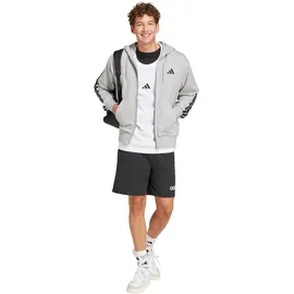 adidas Essentials 3-Streifen French Terry Fullzip Hoodie medium grey heather/black XS