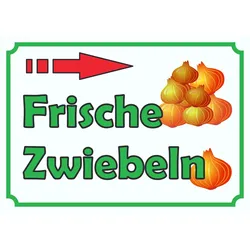 Verkaufsschild Schild Zwiebeln rechts A4 Rückseite selbstklebend
