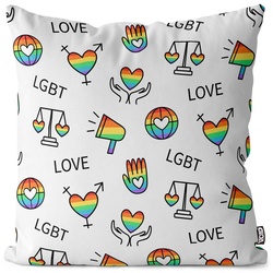 Kissenbezug, VOID (1 Stück), Pride Hand Herz Regenbogen pride gay schwul gleichberechtigung herzen bunt 80 cm x 80 cm